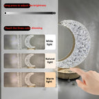 Crystal Touch Table Lamp Moon or Star Shape, Rechargeable Dimmable Bedside Lamp with 3 Color Modes, Aesthetic Bedroom Night Light for Living Room, Christmas & Holiday Decoration Gift