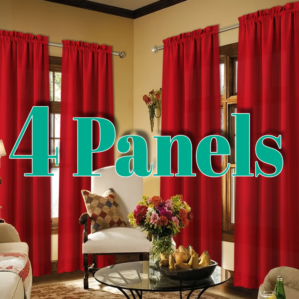 Light Filtering Curtains 4 Panels Solid Color Rod Pocket – Soft Brushed Sheer Window Drapes for Living Room Bedroom Office, 8 Sizes 10 Colors