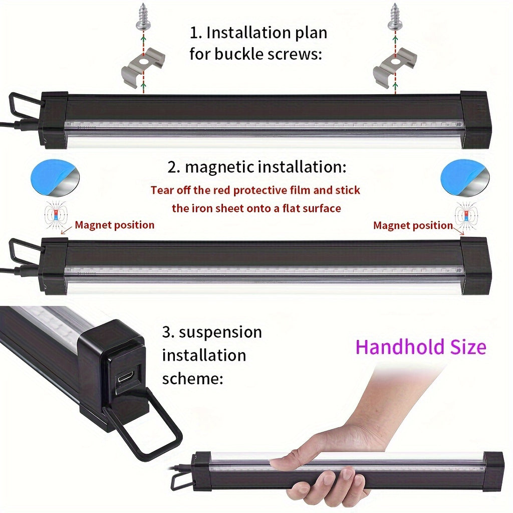 UV LED Blacklight Bar 12.6 Inch USB 5V 385-400nm Black Light Strip with Switch for Halloween Party Decoration, Stage Lighting, Club Disco, Christmas, Valentine's Day - 2 Pack & Single Options