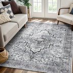 Bohemian Area Rug Washable Ultra-Soft Non-Slip Retro Foldable Living Room Bedroom Rug Beige Grey 4x6 5x7 6x9 8x10 9x12