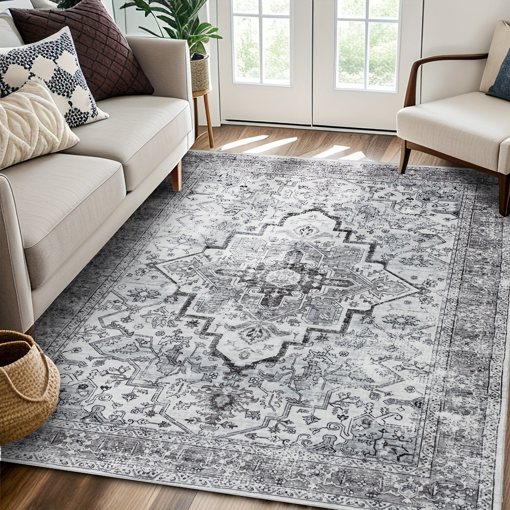 Bohemian Area Rug Washable Ultra-Soft Non-Slip Retro Foldable Living Room Bedroom Rug Beige Grey 4x6 5x7 6x9 8x10 9x12
