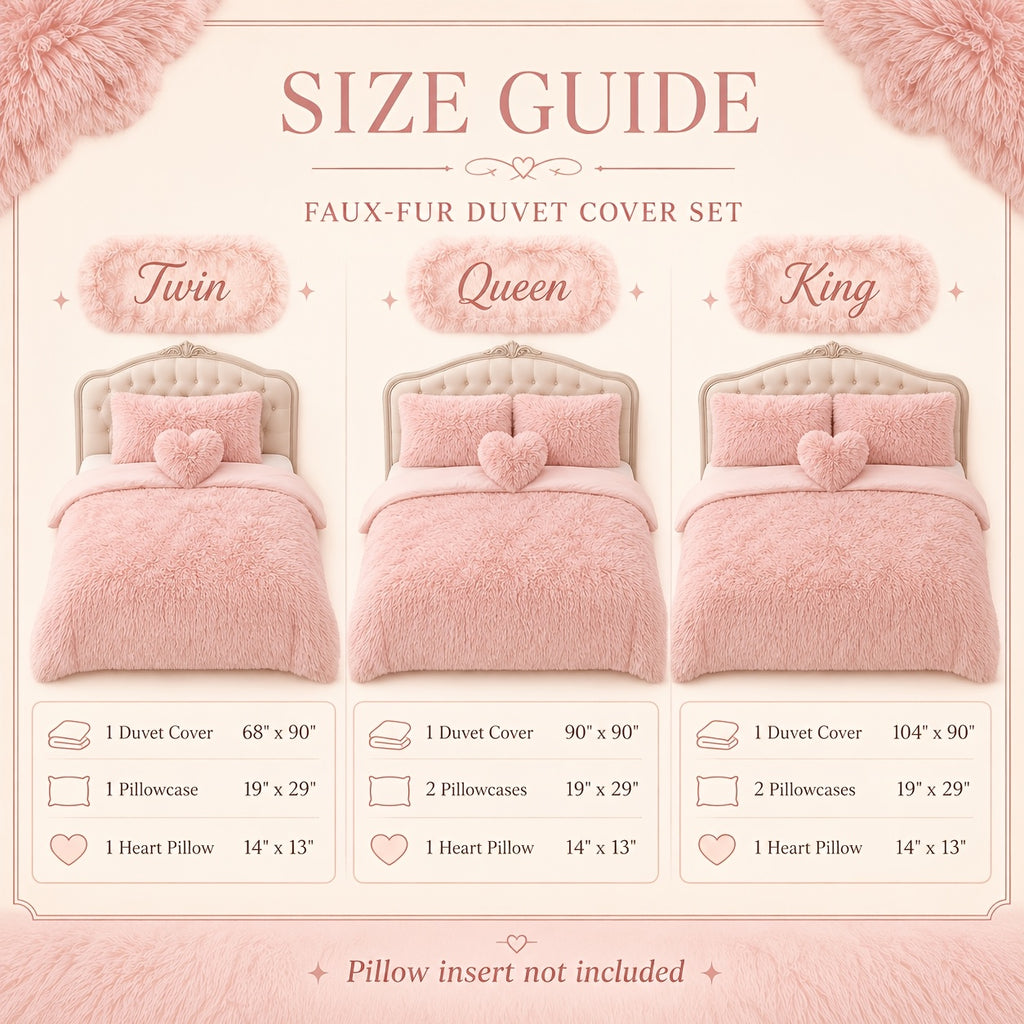 Velvet Duvet Cover Set Queen King Twin - Faux Down Flannel Bedding with Pillowcases & Bonus Heart Pillow, Zipper Closure Plush Thermal All-Season, 8 Colors 3/4-Piece