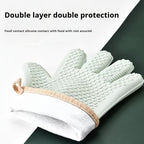 Thickened Oven Mitts Heat Resistant Gloves for Kitchen Baking Grilling BBQ - Waterproof Breathable Microwave Oven Gloves with Non-Slip Grip for Cooking