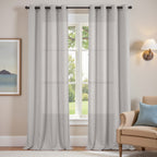 100% Blackout Curtains - 4 Panel Set, Boho Rustic Textured Grommet Drapes for Living Room & Bedroom, Privacy & Room Darkening, 4 Colors