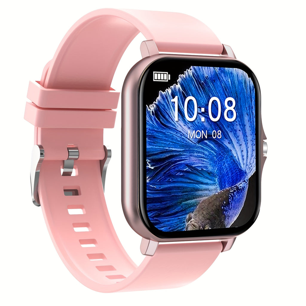 Large Screen Smartwatch with HD Voice Call, Multiple Sports Modes, Sleep Detection & Customizable Watch Faces – Compatible with Android & iPhone, Silicone Band