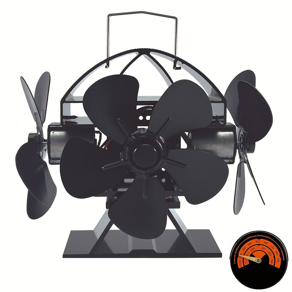 Wood Stove Fan Heat Powered Non-Electric Fireplace Fan for Wood Burning Stoves Pellet Stoves Log Burners with Thermometer – 4 to 7 Blade Options