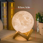 RGBW LED Moon Lamp 6.1 Inch with Remote Control & Wooden Stand – 16-Color 3D Printed Realistic Night Light, USB Powered Bedside Lamp for Bedroom, Room Decor, Birthday Gift for Women, Moms & Friends