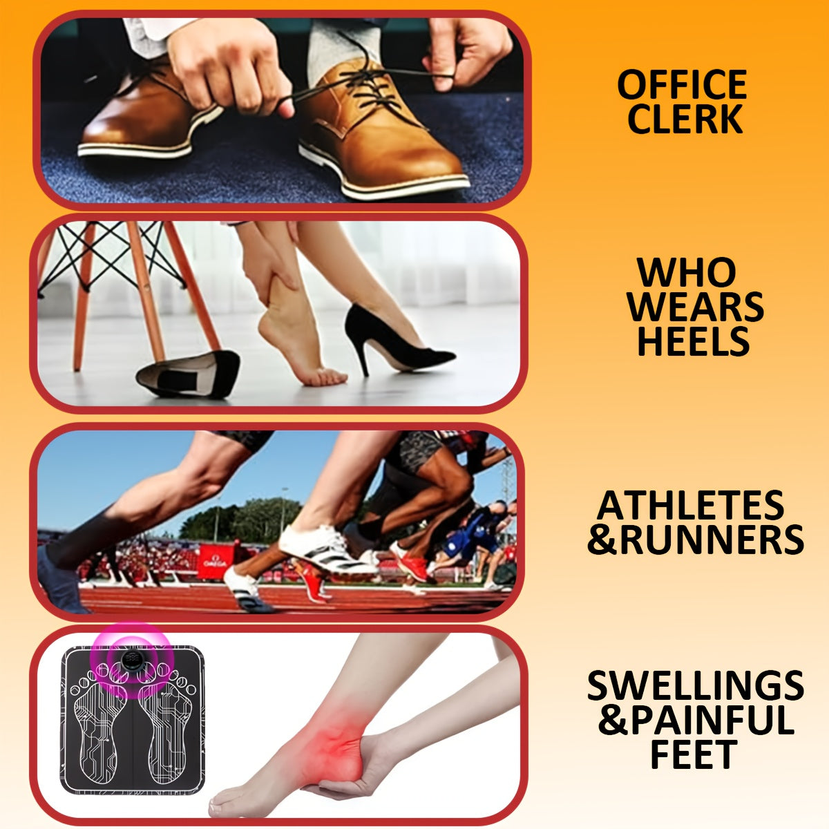 EMS & TENS Foot Neuromuscular Massager, Electric Foot & Leg Stimulator for Blood Circulation Improvement, Adjustable Modes & Intensity Levels, USB Rechargeable, Neuropathy & Fatigue Relief for Men & Women