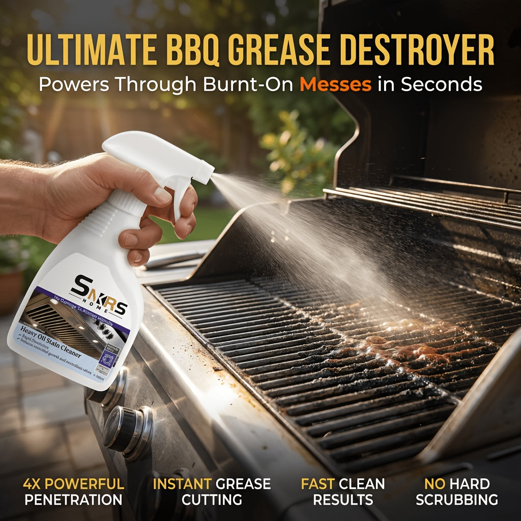 Heavy-Duty Stove & Gas Grill Degreaser Spray – Calcium Carbonate & Surfactant Formula Cuts Through Baked-On Grease & Oil on Metal Surfaces, Kitchen Cleaning Essentials