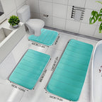 Plush Memory Foam Bath Mat Set 3 Piece – Soft Non-Slip Fast Absorbent Machine Washable Thickened Bath Rug for Bathroom, Shower, Kitchen & Bedroom – 9 Colors