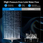 High Pressure Shower Head with Handheld Combo 9-Spray Settings 8 10 12 Inch Rainfall Stainless Steel Hose Adjustable Bracket Chrome Black