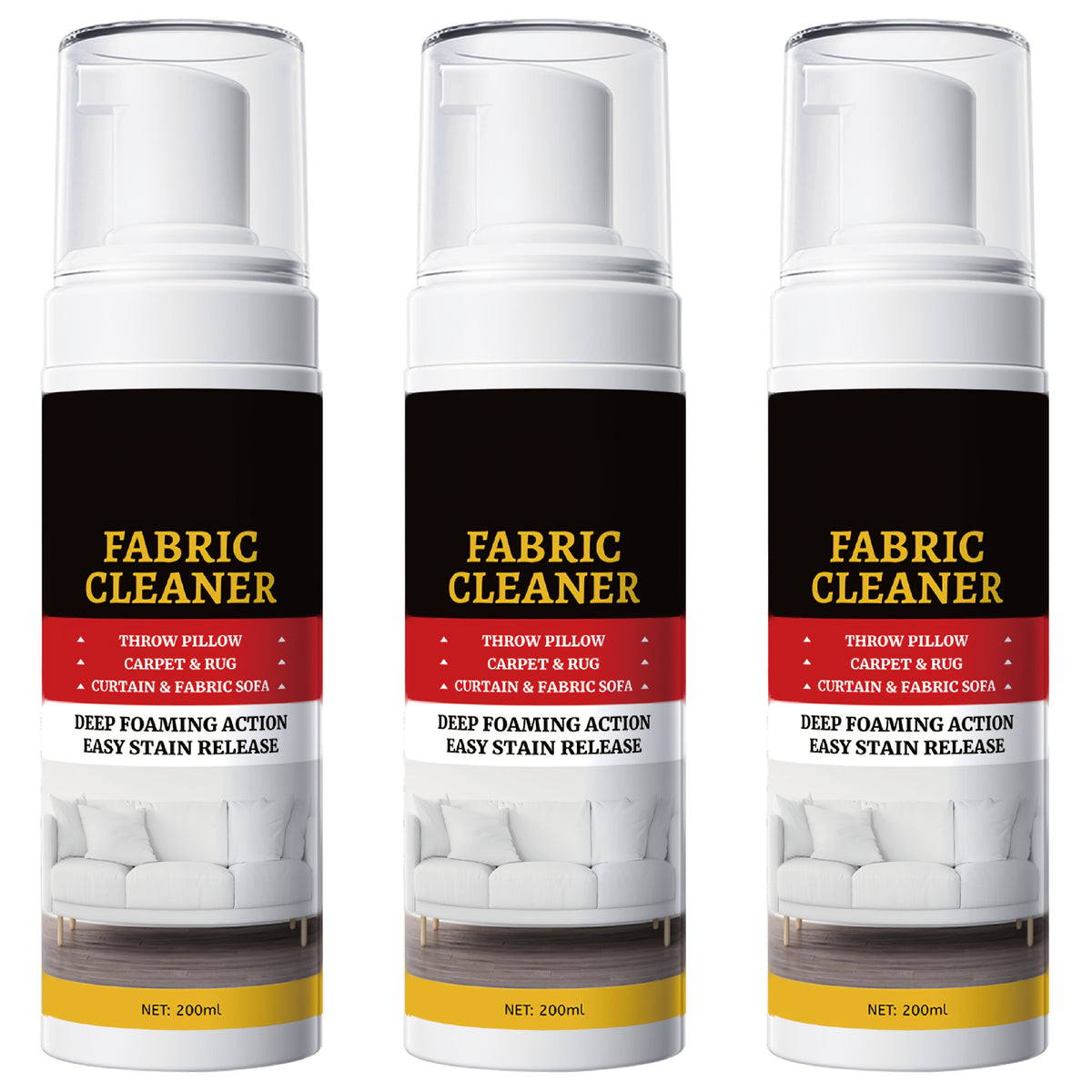 Surfactant Foam Fabric & Upholstery Spot Cleaner 6.76oz – Multi-Surface Stain Remover for Couch, Rug, Clothes, Car Seat, Mattress & Sofa | 1 to 5 Pack
