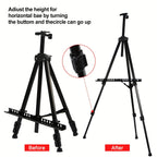 66 Inch Adjustable Metal Floor Easel Stand – Foldable Portable Tripod for Wedding Signs, Art Display, Painting & Party Decorations – Sturdy Lightweight Black 3-Section Easel Instant Setup