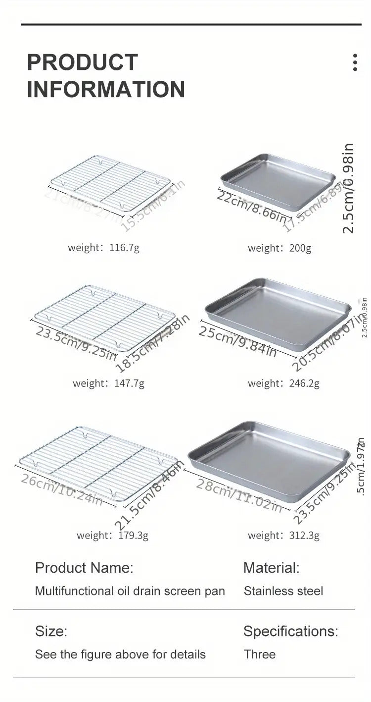 Baking Pan Set with Cooling Rack Large Stainless Steel Cookie Sheet Non-Toxic Durable Easy Clean Professional Oven Tray for Baking Roasting Holiday Baking
