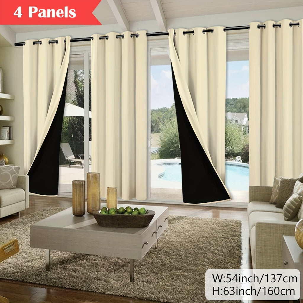 100% Blackout Curtains 4-Panel – Coated Lining Grommet Top for Total Darkness, Privacy Drapes for Bedroom Living Room Kitchen Bathroom, 8 Colors 9 Sizes