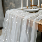 White Pearl Sheer Tulle Fabric 160x300cm 5.25x9.8ft for Wedding Party Home Window Wall Tabletop Decoration Festive Event Backdrop