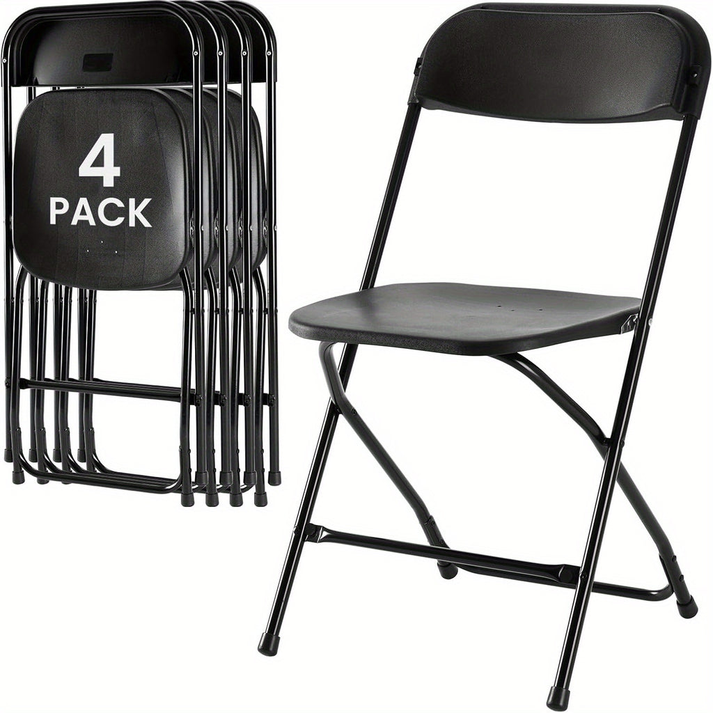 Stackable Folding Dining Chairs 350 Lbs Capacity Steel Frame for Kitchen Dining Room Catering & Outdoor Parties – Space-Saving Plastic Chairs