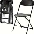 Stackable Folding Dining Chairs 350 Lbs Capacity Steel Frame for Kitchen Dining Room Catering & Outdoor Parties – Space-Saving Plastic Chairs