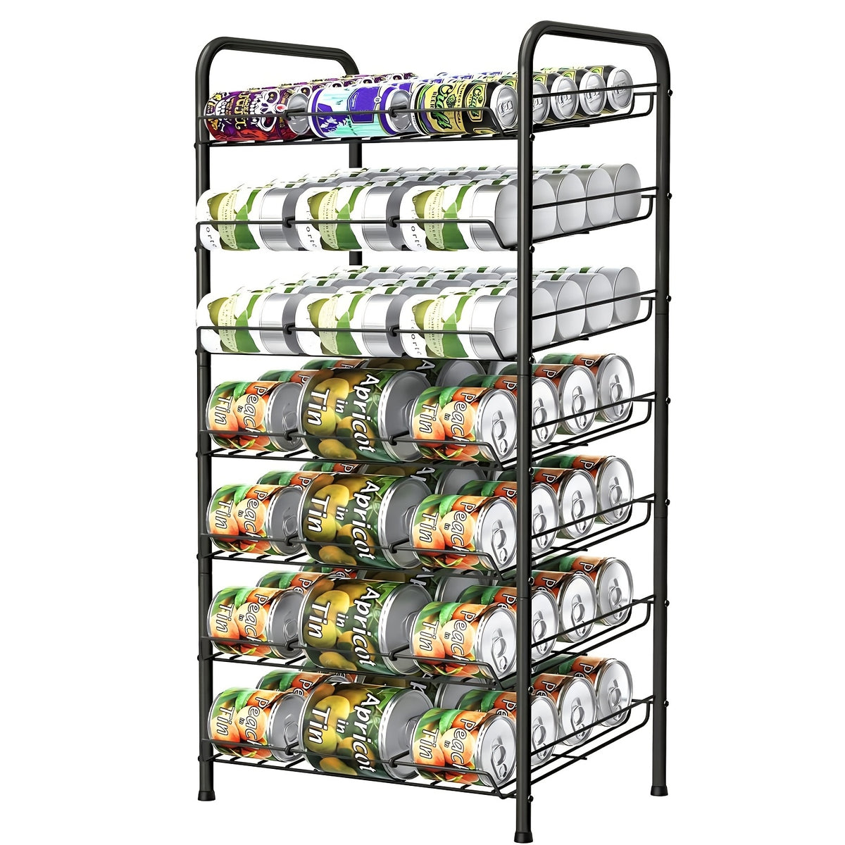 7-Tier Can Rack Organizer for Pantry | Holds 84 Cans Metal Can Dispenser with Adjustable Dividers for Kitchen Cabinet