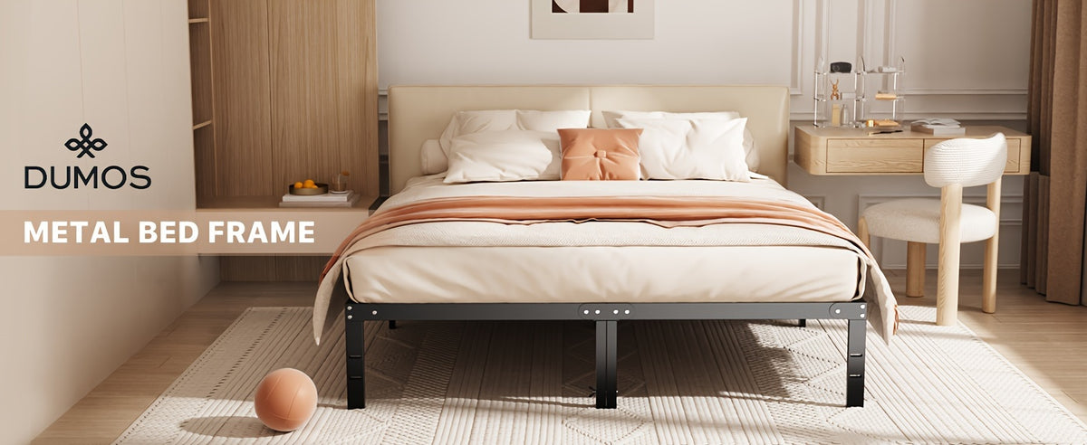 Metal Platform Bed Frame with Steel Slat Support | No Box Spring Needed | Under-Bed Storage | Easy Assembly | Noise-Free | Black | Twin Full Queen King