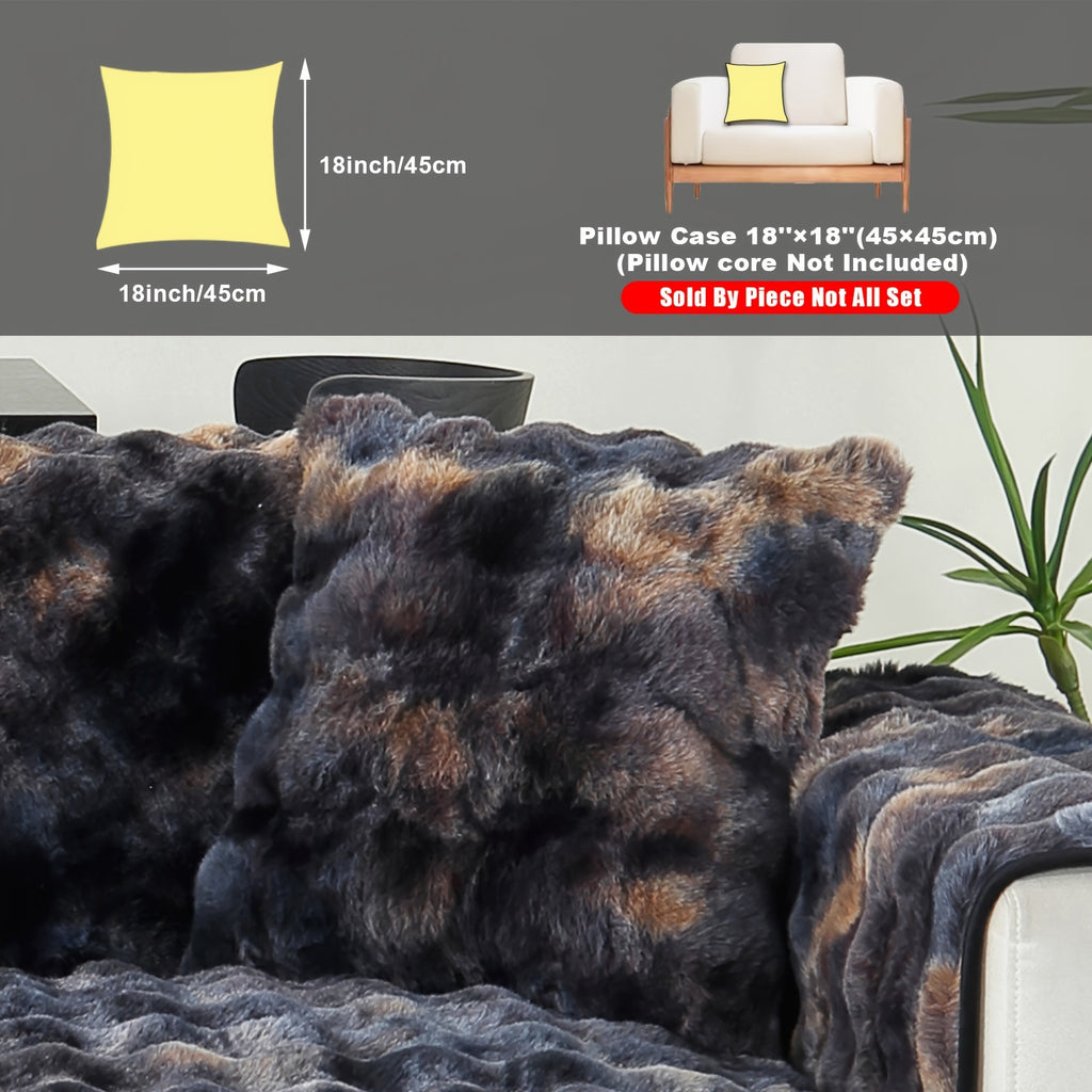 Faux Lamb Fluffy Sofa Cover Modern Gradient – Thick Plush Pet-Friendly Polyester Sofa Protector, Machine Washable 450-500g Fabric for Single, Double, Triple & Combination Sofas