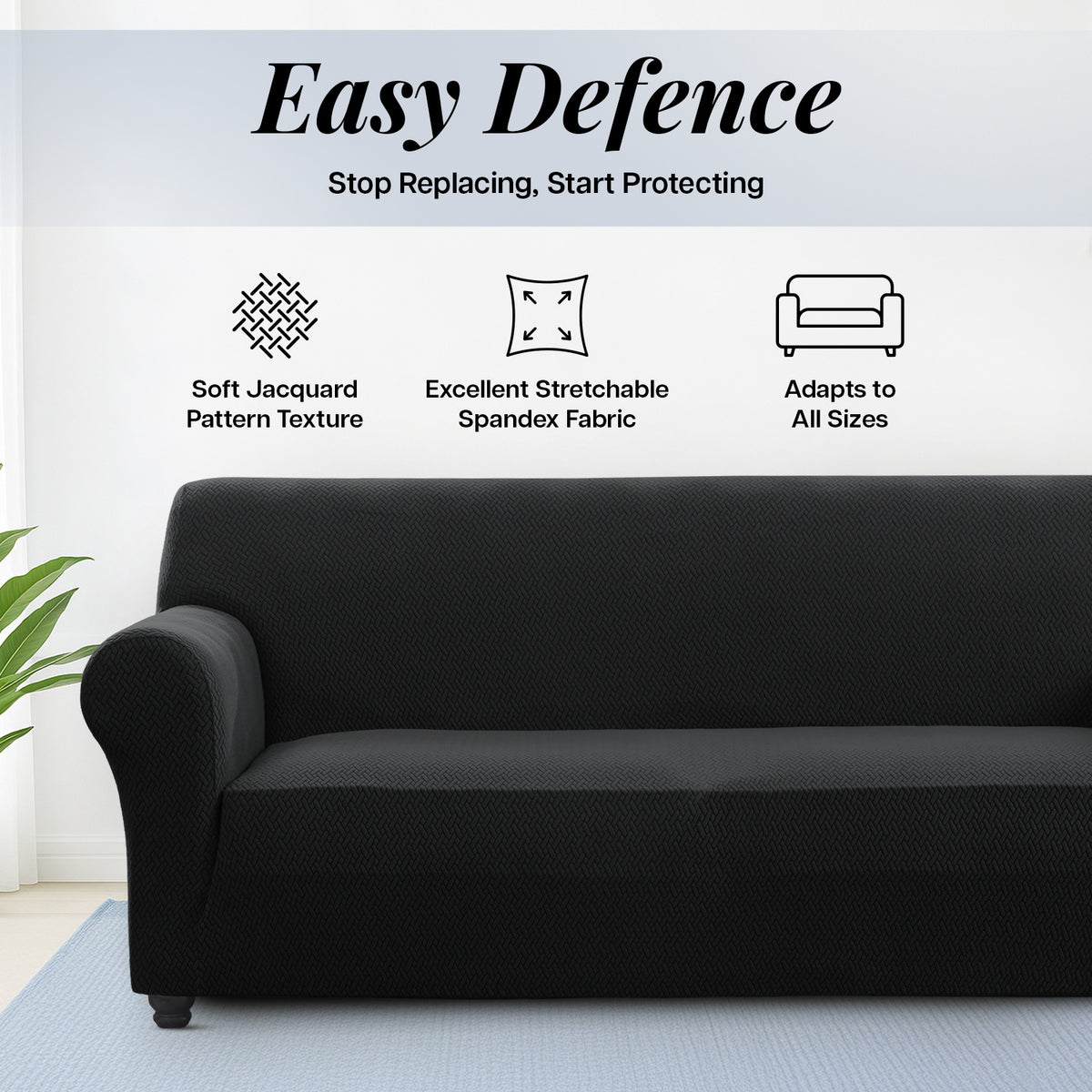 Thickened Spandex Sofa Cover Anti-Scratch – Stretch Polyester Sofa Protector, Anti-Slip Pet-Friendly, Machine Washable, 6 Colors, 1/2/3 Seater, Living Room Bedroom Home Decor