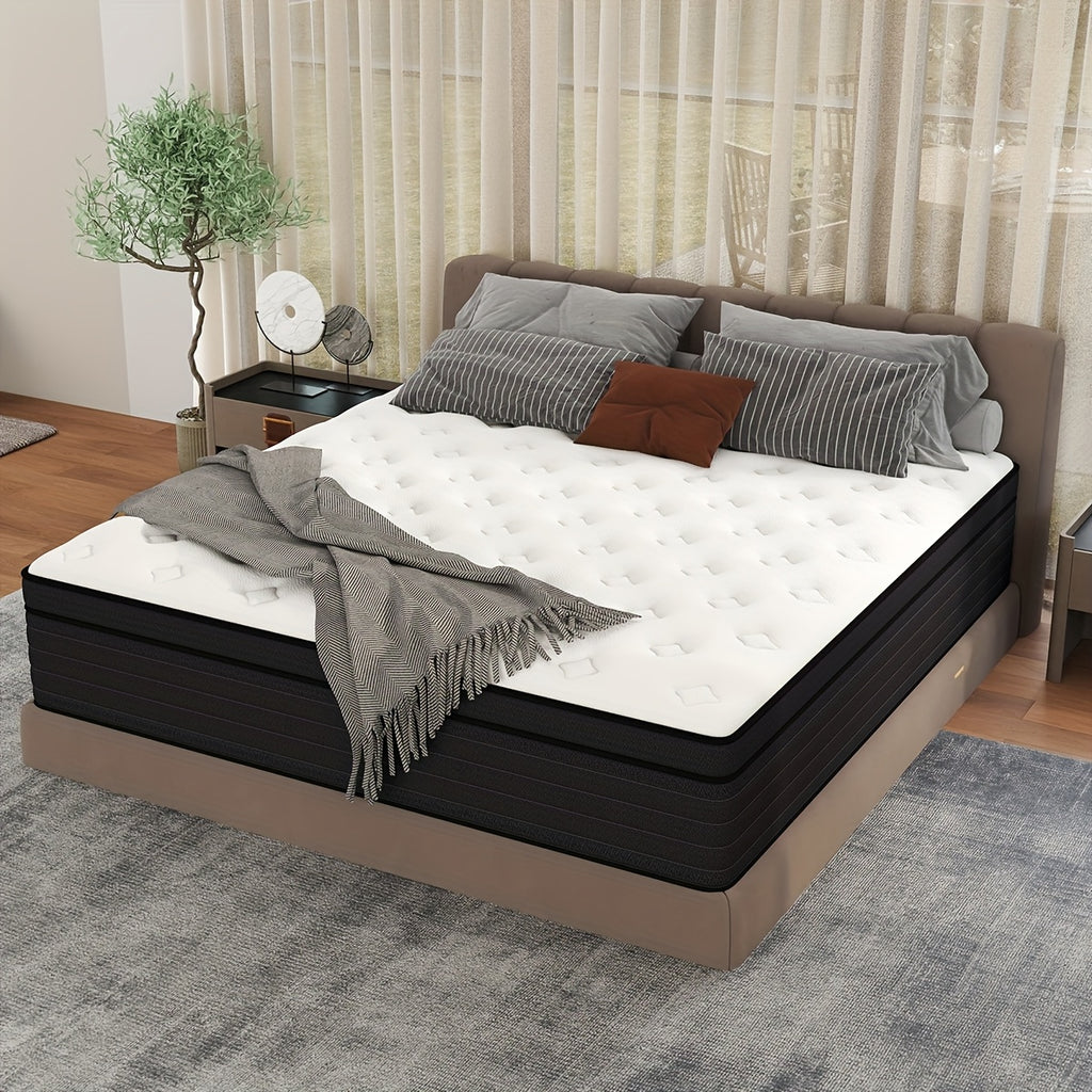 Hybrid Mattress Bed-in-a-Box | 10", 12" & 14" Pocket Spring + Memory Foam, Spinal Support, Fire-Resistant – Twin, Full, Queen, King