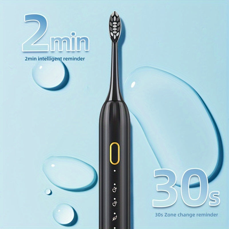 IPX8 Sonic Electric Toothbrush USB Rechargeable 5 Brush Heads Metal Shaft Smart Timer Couple Set for Adults Men Women
