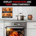 Digital Meat Thermometer with Probe - Backlit LCD, 6 Meat Presets, Temp Alert, Oven Safe Stainless Steel Probe, for Smoker BBQ Grill Oven Cooking | Nuvia Haven