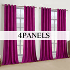 Velvet Grommet Curtains 4 Panels – Room Darkening Thermal Flannel Drapes for Living Room & Bedroom, Luxury Soft Window Panels, 52"W Multiple Lengths, Golden Hot Pink Champagne Taupe