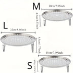 Stainless Steel Steamer Rack Set 3 Piece Multi-Layer Round Insert with Can Holder Fits Standard Pots for Home Kitchen Steam Cooking