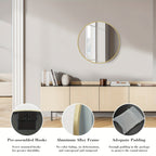 Round Metal Wall Mirror Matte Black & Gold Frame Modern Decorative Circle Mirror for Entryway Bathroom Living Room Bedroom Vanity Wall Decor Multiple Sizes