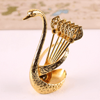 Elegant Swan Cutlery Set Silver Metal Forks and Spoons with Storage Base Decorative Tableware for Dining Room Gift Valentine Christmas Mother Day