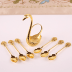 Elegant Swan Cutlery Set Silver Metal Forks and Spoons with Storage Base Decorative Tableware for Dining Room Gift Valentine Christmas Mother Day