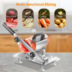 Manual Meat Slicer Stainless Steel 430 Grade Blade with Adjustable Thickness for Frozen Meat, Vegetables & Fruits – Durable Sharp Easy-Clean Food Slicer for Home Kitchen Use