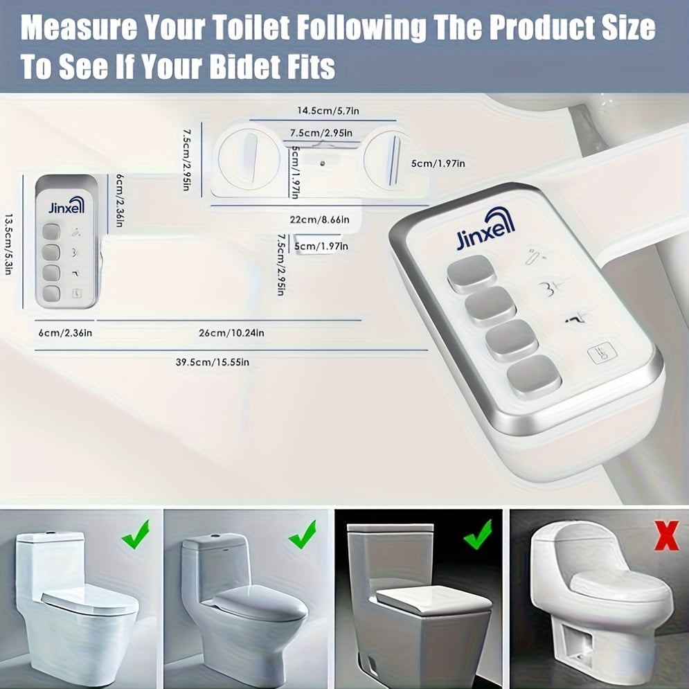 Bidet Attachment for Toilet Ultra-Slim Non-Electric Cold Water Sprayer Retractable Self-Cleaning Nozzle Adjustable Water Pressure Easy Install Fits Most Toilets