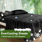 Cooling Bamboo Bed Sheet Set 4-Piece - Soft Lightweight Breathable Deep Pocket 16" Fitted Sheet, Flat Sheet & 2 Pillowcases, Machine Washable Summer Bedding, Twin Full Queen King, 12 Colors