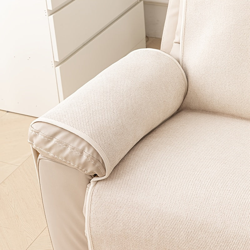 Bohemian Sofa Cover for Armchairs & Single Sofas, Anti-Slip Machine Washable Slipcover, Soft Solid Color Pet-Friendly Couch Protector for All Seasons, Modern Minimalist Home Decor