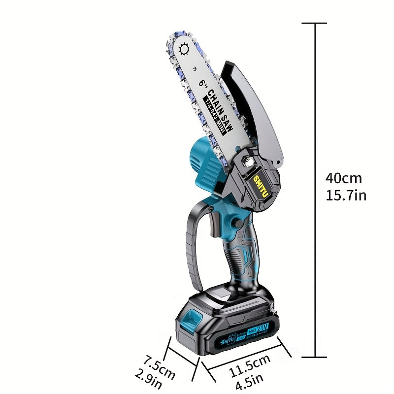 Mini Cordless Chainsaw Handheld Electric Pruning Saw with Splash Guard Security Lock Rechargeable Battery for Tree Branch Garden Yard Trimming Gift for Men