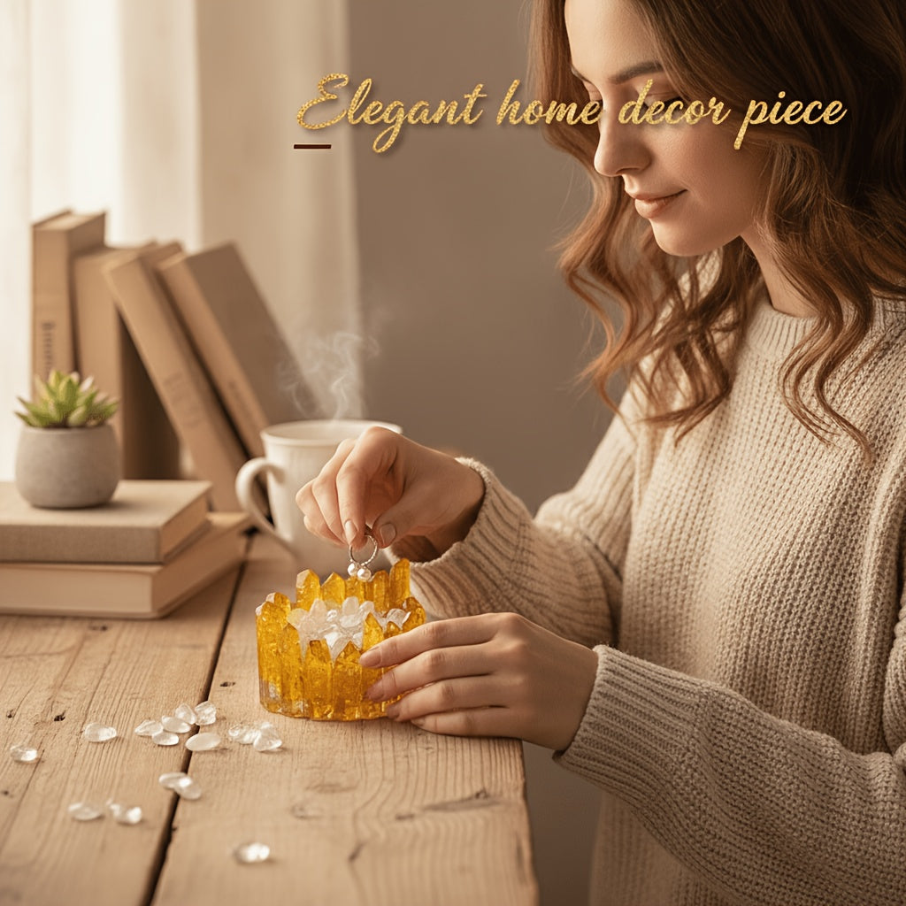 Crystal Column Bowl Candle Holder - Natural Stone Bracelet Ornament Storage Dish, Crystal Cleansing Bowl for Women, Boho Home Decor Gift (2.36-2.76 inch)