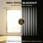 Blackout Curtains 4-Panel Grommet Top 100% Room Darkening Thermal Insulated Drapes | Noise Reducing Light Blocking Window Curtains for Bedroom Living Room, Black Gray Wine Red Dark Green
