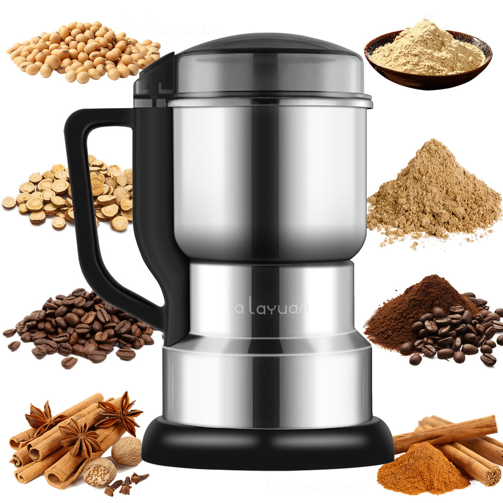 Electric Coffee Bean Grinder 300W 400g/14oz, 8-Blade Stainless Steel, One-Touch Button, Grinds Up to 36 Cups in 10 Seconds – Also for Spices, Grains & Nuts