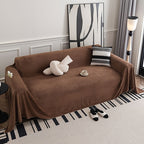 Sofa Cover Short Plush Couch Protector for 2 3 4 Seater - Machine Washable Pet Friendly Furniture Protector Slipcover All Season Thick Cushion Cover in Light Grey Deep Gray Coffee Burgundy Off White