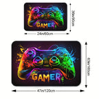 Gamer Area Rug – Cyberpunk Game Controller Design, Large Square Polyester Mat for Teen Bedrooms & Gaming Rooms