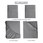 Brushed Microfiber Bed Sheet Set 6 Piece with Embroidered Pillowcases - Hotel Luxury Deep Pocket 16 Inch, Soft Breathable All Season, 24 Colors, Twin Twin XL Full Queen King Cal King