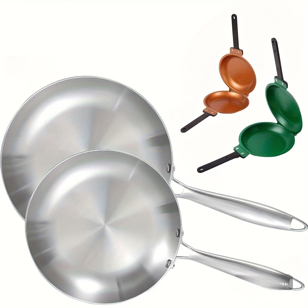 Pancake Skillet Non-Stick Reversible Foldable Stainless Steel Breakfast Pan for Pancakes Omelettes Frittatas Dishwasher Safe Multiple Colors