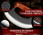 Hand-Forged Ulu Rocker Pizza Cutter & Mezzaluna Chef Knife – High Carbon Steel or Stainless Steel with Rosewood Handle, Leather Sheath & Gift Box – Kitchen, Camping & BBQ – Birthday Gift for Men