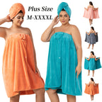 Extra Large Bath Wrap Skirt & Shower Cap Set of 2 – Super Absorbent Coral Fleece Body Wrap Towel, Adjustable M–XXXXL | Home, Travel, Sauna & Spa