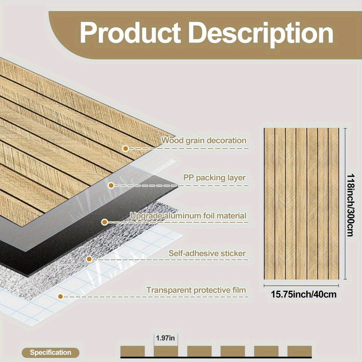 Peel and Stick 3D Wood Grain Wall Panels – Self-Adhesive Soundproof Vinyl Planks for Walls & Ceilings, Matte Finish, No Tools Needed, Modern Home Decor