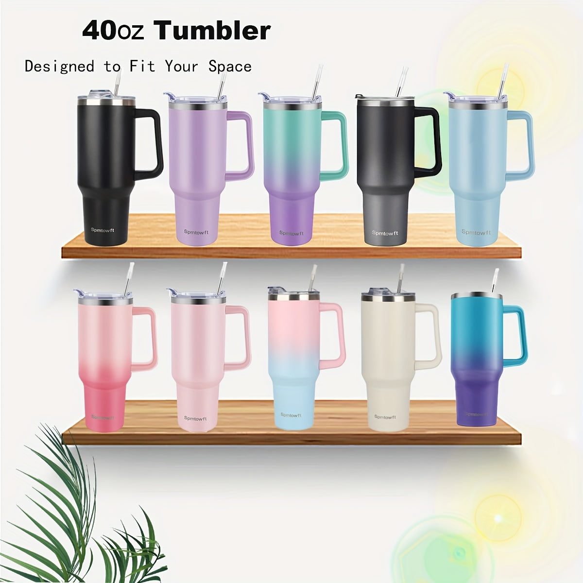 40oz Insulated Tumbler with Handle, Straw & Carrier Bag – Stainless Steel Double Wall, Cold 34 Hours, Travel Mug for Gym, Hiking, Office & Outdoor